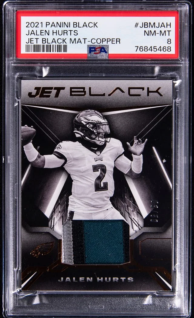 2021 Panini Black Jalen Hurts Jet Black Materials Copper #JBMJAH card image