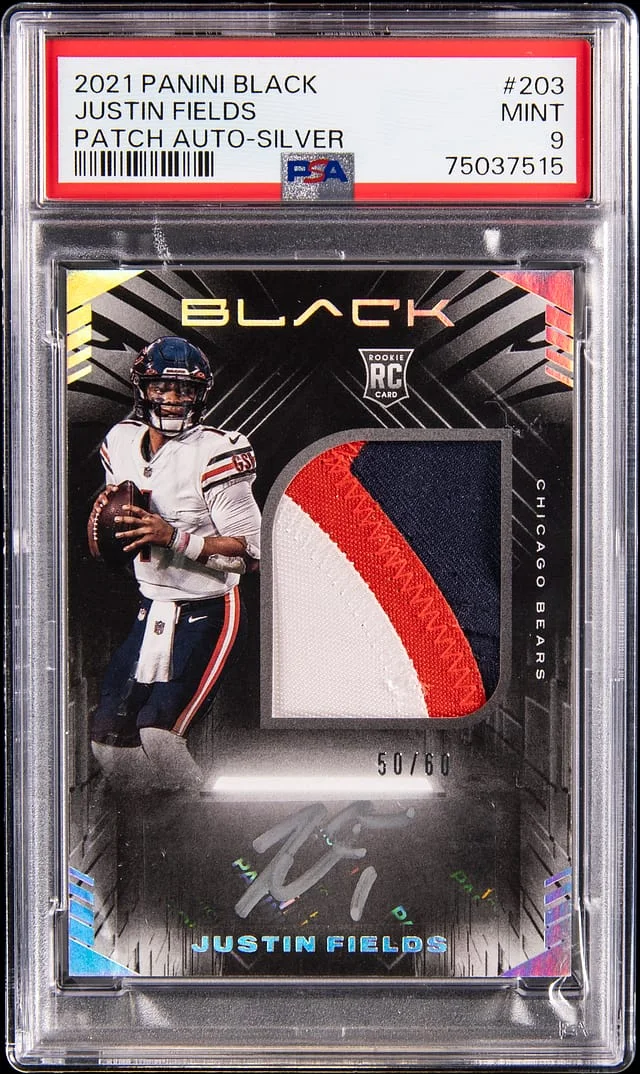 2021 Panini Black Justin Field Patch Autograph Silver #203 card image