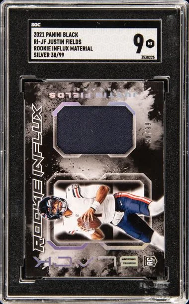 2021 Panini Black Justin Fields Influx Materials Silver #RI-JF card image