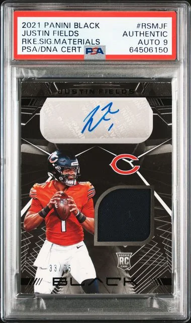 2021 Panini Black Justin Fields Signature Materials #RSMJF card image