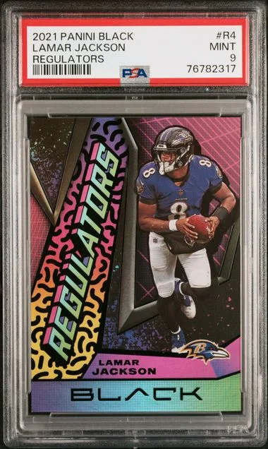 2021 Panini Black Lamar Jackson Regulators #R4 card image