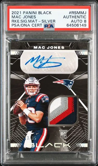 2021 Panini Black Mac Jones Signature Materials #RSMMJ card image