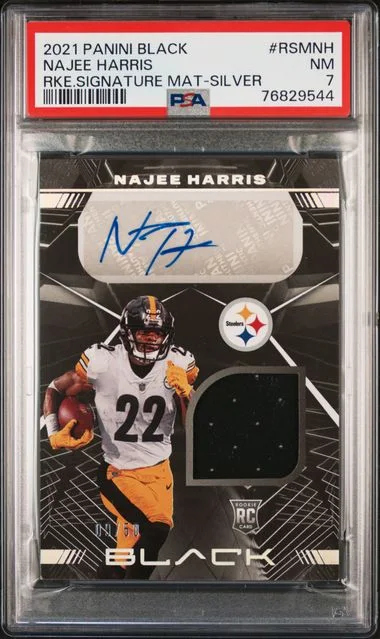 2021 Panini Black Signature Materials Silver Rsmnh Najee Harris #no-number card image