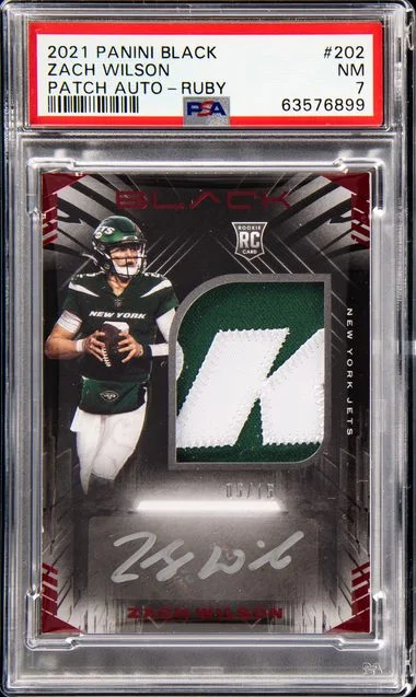 2021 Panini Black Zach Wilson Patch Autograph-Ruby #202 card image