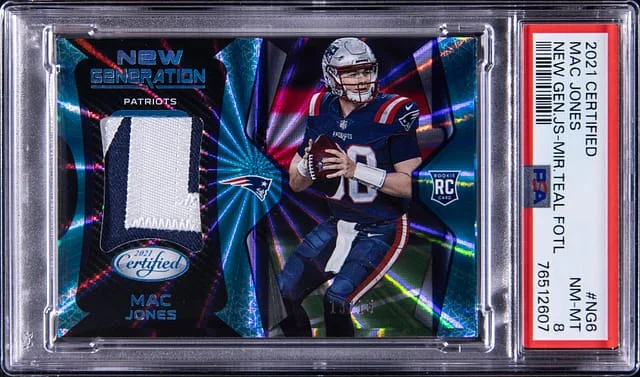 2021 Panini Certified Mac Jones New Generation Jersey Mirror Teal FOTL #NG-6 card image