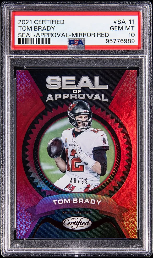 2021 Panini Certified Tom Brady Seal of Approval Mirror Red #SA-11 card image