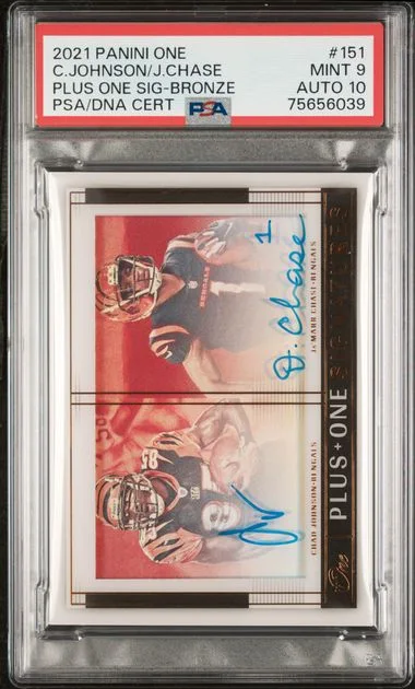 2021 Panini Chad Johnson/Ja'Marr Chase One Plus One Signature-Bronze #151 card image