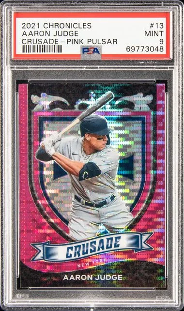 2021 Panini Chronicles Aaron Judge Crusade Pink Pulsar #13 card image