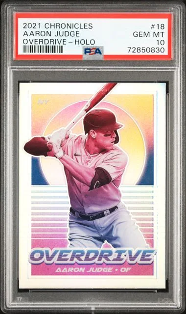 2021 Panini Chronicles Aaron Judge Overdrive Holo #18 card image