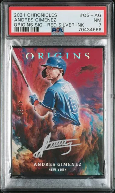 2021 Panini Chronicles Andres Gimenez Origins Signatures Red Silver Ink #OS-AG card image