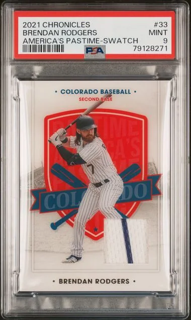 2021 Panini Chronicles Brendan Rodgers America's Pastime Swatch #33 card image