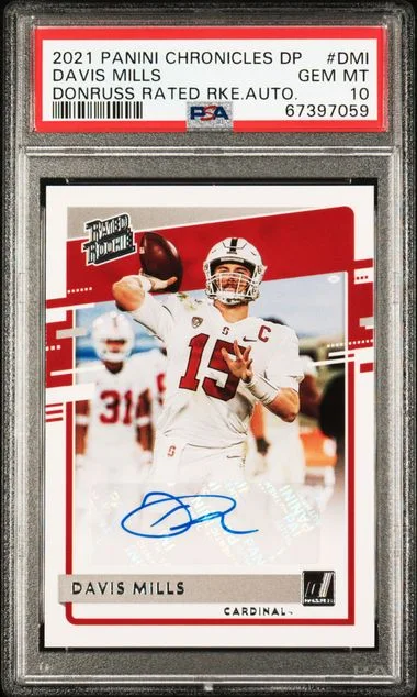 2021 Panini Chronicles Draft Picks Davis Mills Donruss Rated Autographs #DMI card image