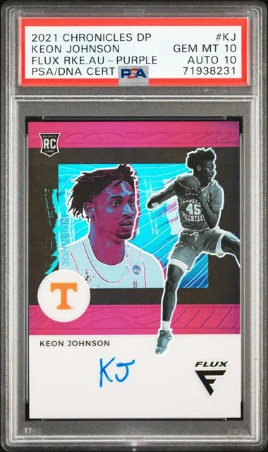 2021 Panini Chronicles Draft Picks Flux Autographs Purple Kj Keon Johnson #no-number card image