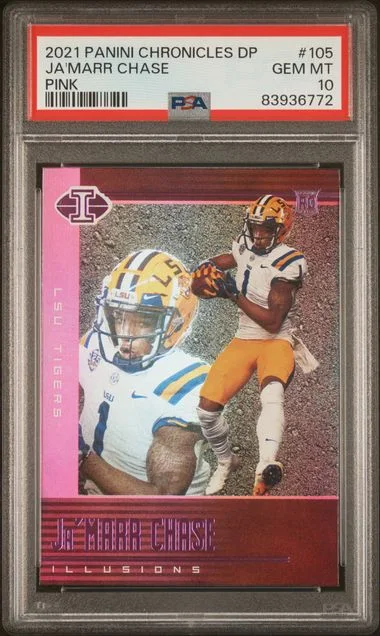 2021 Panini Chronicles Draft Picks Ja'Marr Chase Pink #105 card image