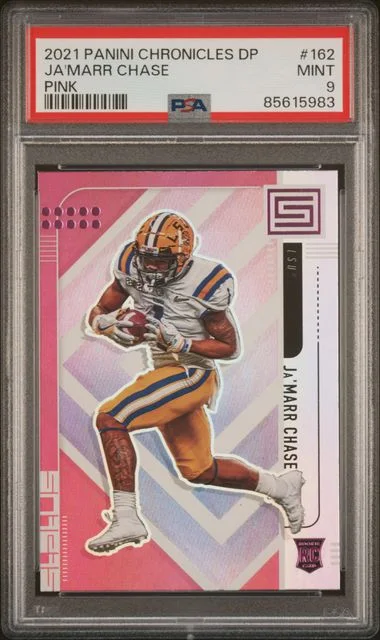 2021 Panini Chronicles Draft Picks Ja'Marr Chase Pink #162 card image
