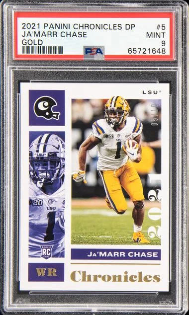 2021 Panini Chronicles Draft Picks Ja'Marr Chase Gold #5 card image