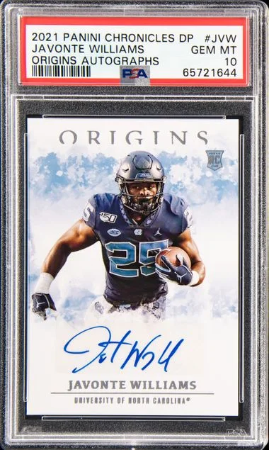 2021 Panini Chronicles Draft Picks Origins Autographs Jvw Javonte Williams #no-number card image