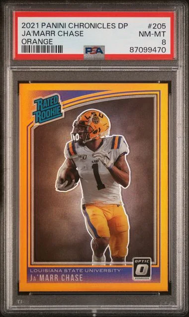 2021 Panini Chronicles Ja'Marr Chase Orange Rated #205 card image