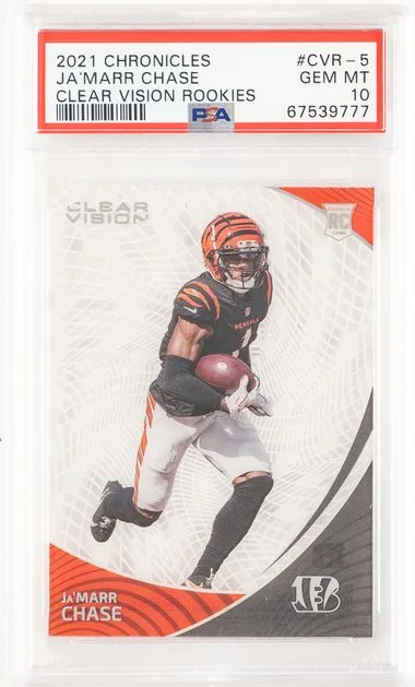 2021 Panini Chronicles Ja’Marr Chase Clear Vision Rookies #CVR-5 card image