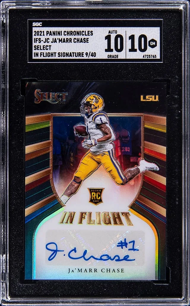 2021 Panini Chronicles Ja'Marr Chase Select In Flight Signatures #IFS-JC card image