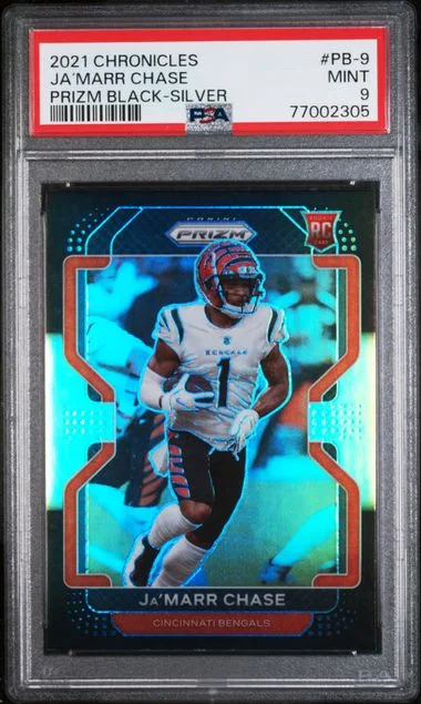 2021 Panini Chronicles Ja���Marr Chase Prizm Black #PB-9 card image