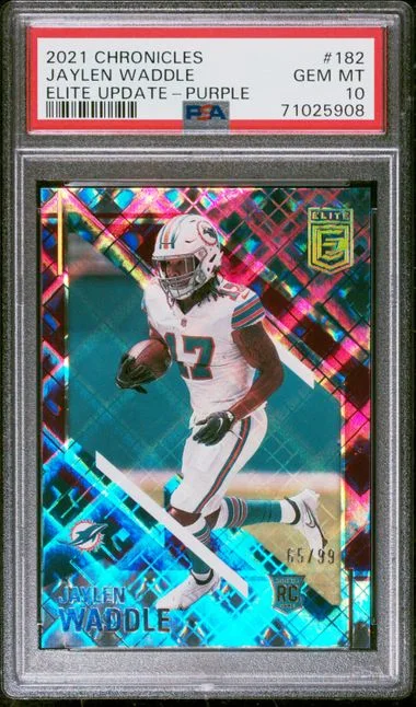 2021 Panini Chronicles Jaylen Waddle Elite Update Purple #182 card image