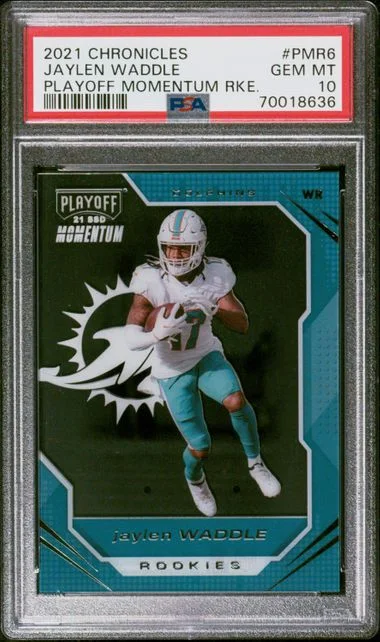 2021 Panini Chronicles Jaylen Waddle Playoff Momentum Rookies #PMR-6 card image