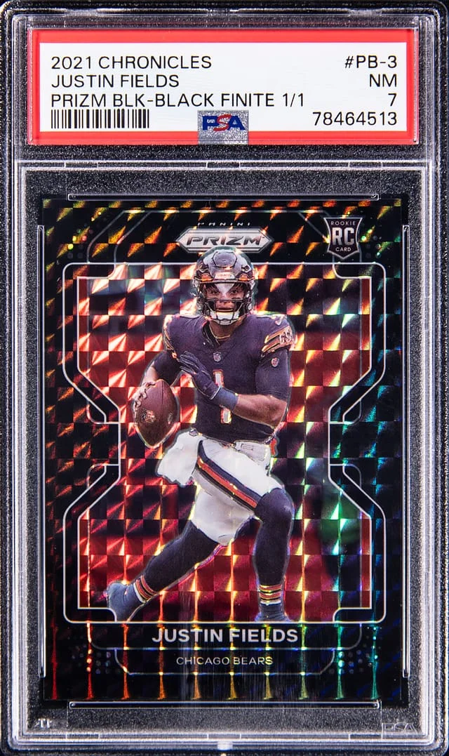 2021 Panini Chronicles Justin Fields Prizm Black Black Finite #PB-3 card image
