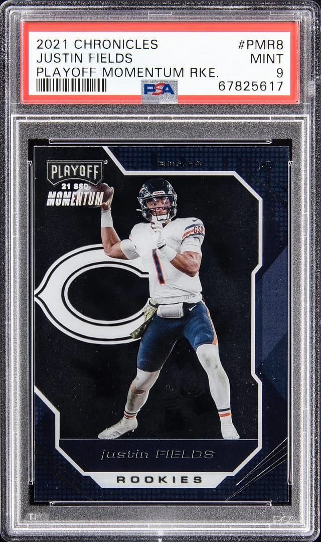2021 Panini Chronicles Justin Fields Playoff Momentum #PMR-8 card image
