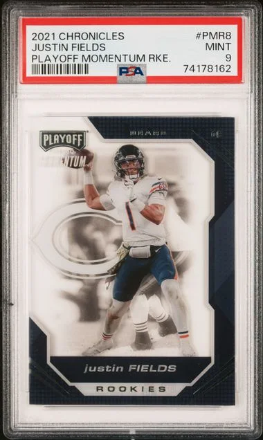 2021 Panini Chronicles Justin Fields Playoff Momentum Rookies #PMR8 card image