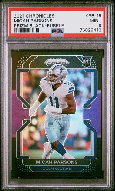 2021 Panini Chronicles Micah Parsons Prizm Black Purple #Pb-19 card image