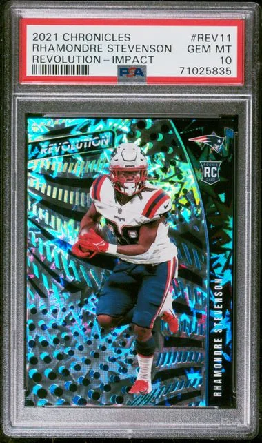 2021 Panini Chronicles Rhamondre Stevenson Revolution Impact #REV11 card image