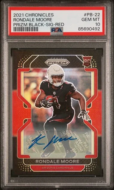 2021 Panini Chronicles Rondale Moore Prizm Black Signature-Red #PB-22 card image