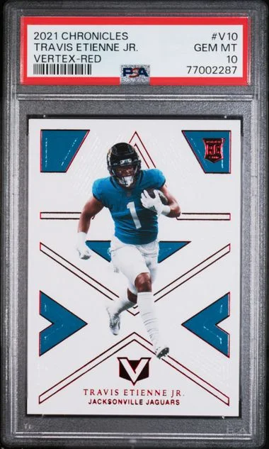 2021 Panini Chronicles Travis Etienne Jr. Vertex #V10 card image