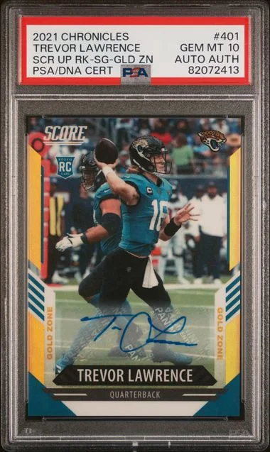2021 Panini Chronicles Trevor Lawrence Score Update Rookies Silver #401 card image