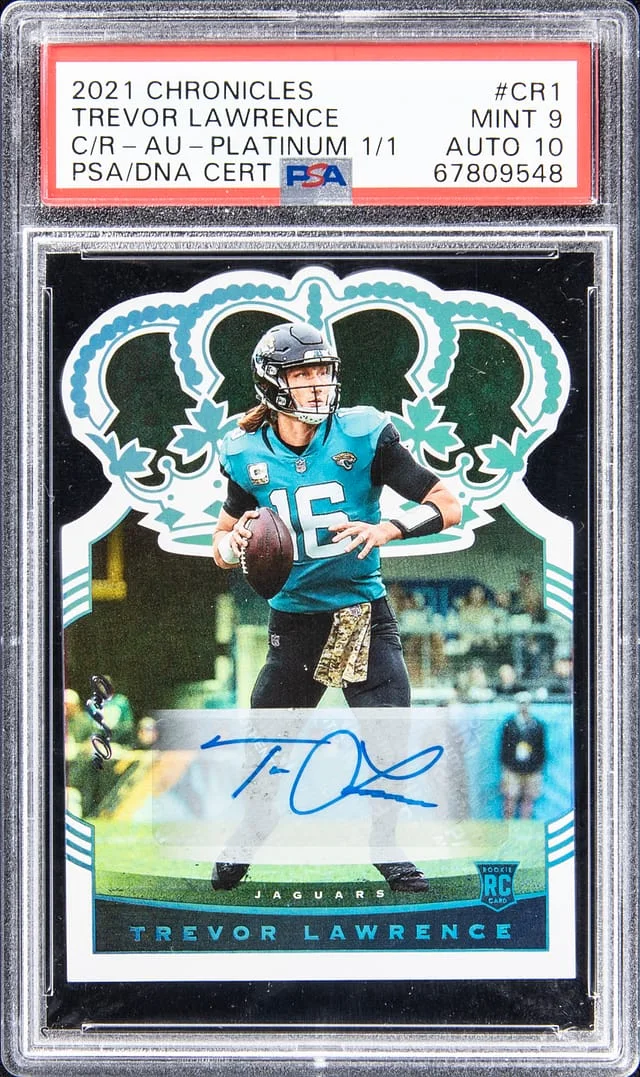 2021 Panini Chronicles Trevor Lawrence Crystal Autograph Platinum #CR-1 card image