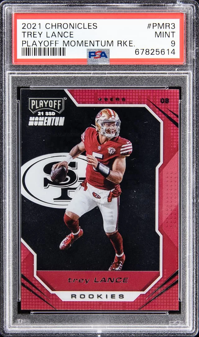 2021 Panini Chronicles Trey Lance Playoff Momentum Rookies #PMR-3 card image
