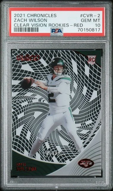2021 Panini Chronicles Zach Wilson Clear Vision Rookies Red #CVR-2 card image