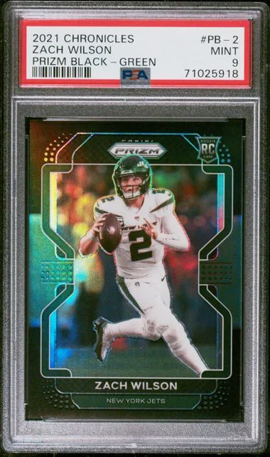 2021 Panini Chronicles Zach Wilson Prizm Black Green #PB-2 card image