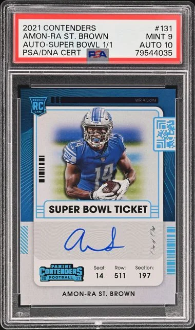 2021 Panini Contenders 131 Amon-Ra St. Brown Autograph-Super Bowl #1/1 card image