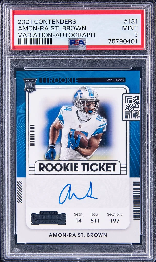 2021 Panini Contenders Amon-Ra St. Brown Autograph-Red Zone #131 card image
