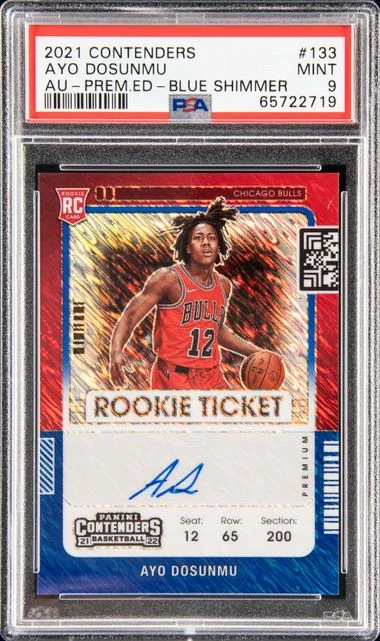 2021 Panini Contenders Ayo Dosunmu Autograph-Premium Edition-Blue Shimmer #133 card image