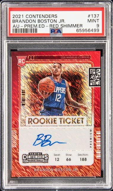 2021 Panini Contenders Brandon Boston Jr. Autograph-Premium Edition-Red Shimmer #137 card image
