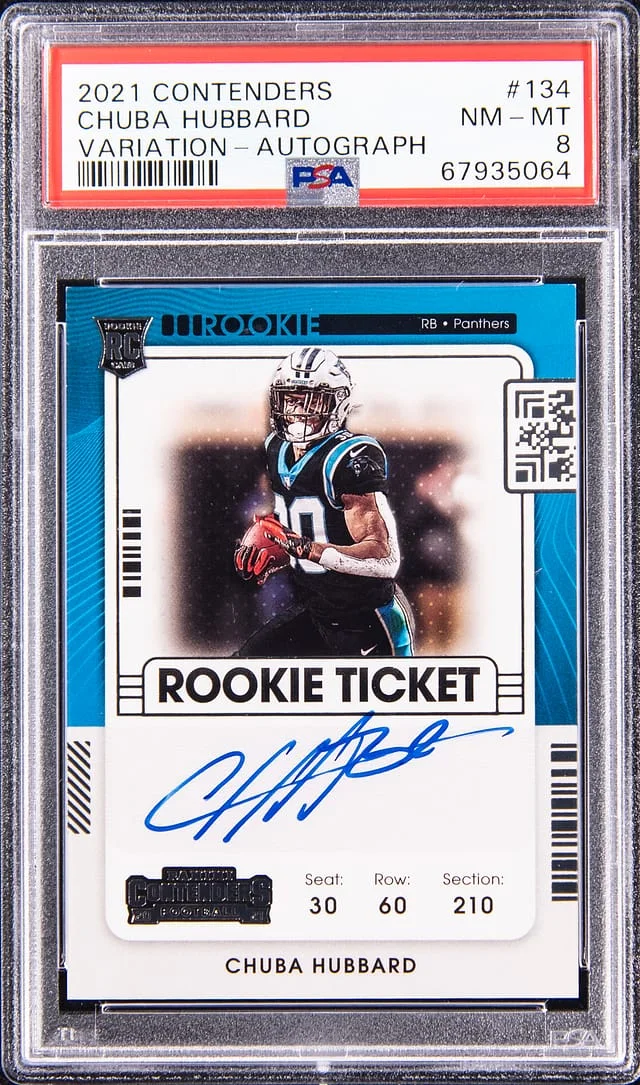 2021 Panini Contenders Chuba Hubbard Variation Autograph #134 card image