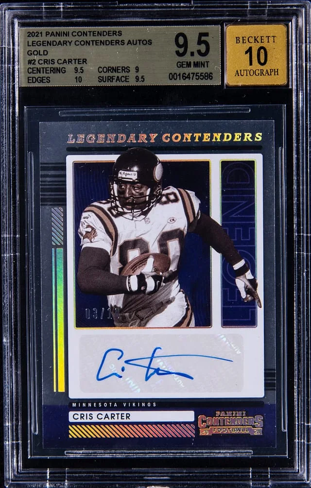 2021 Panini Contenders Cris Carter Legendary Contenders Autographs Gold #2 card image