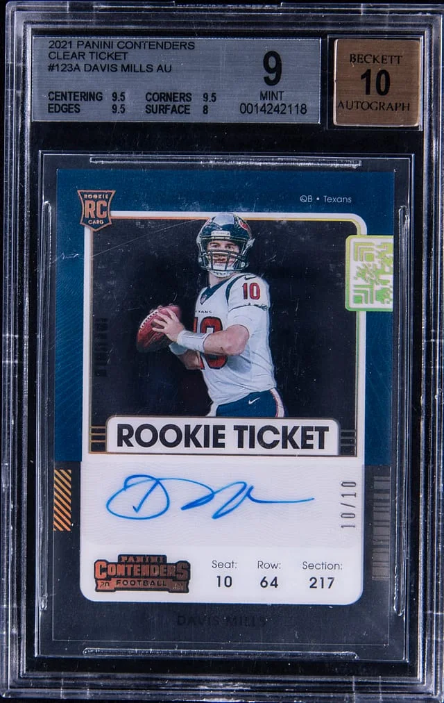 2021 Panini Contenders Davis Mills Clear Ticket Autographs #123A card image