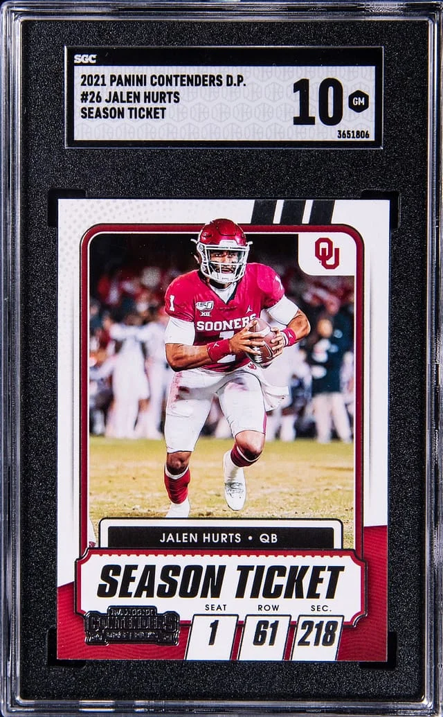 2021 Panini Contenders Draft Picks Jalen Hurts Season Ticket #26 card image