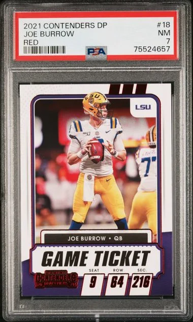 2021 Panini Contenders Draft Picks Joe Burrow Red #18 card image