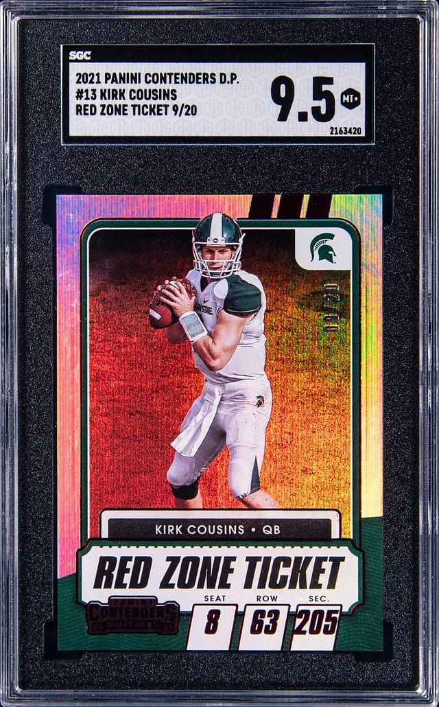 2021 Panini Contenders Draft Picks Kirk Cousins Red Zone Ticket #13 card image