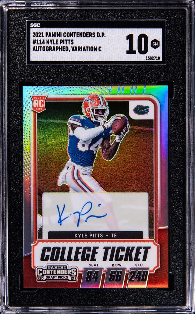 2021 Panini Contenders Draft Picks Kyle Pitts Autograph Variation C #114 card image